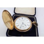 Vintage Gents WALTHAM Rolled Gold Full Hunter Case POCKET WATCH Hand-Wind (116g)