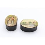 2 x Antique / Vintage Tobacciana Papier Mache SNUFF BOXES