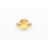 9ct gold vintage citrine & diamond five stone pendant (3g)