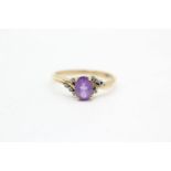 9ct gold diamond & amethyst bypass ring (1.7g) Size N