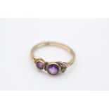 9ct gold amethyst & seed pearl dress ring (2g) Size M