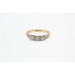18ct gold & platinum vintage diamond three stone ring (3.1g) Size N
