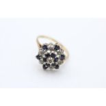 9ct yellow & white gold diamond & sapphire cocktail ring (3.1g) Size R