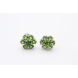 9ct white gold chrome diopside cluster stud earrings (1.8g)