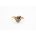 9ct gold vintage amethyst & diamond dress ring (2.9g) Size L