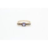 9ct gold tanzanite & clear gemstone dress ring (2.1g) Size O