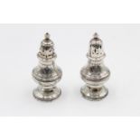 2 x Antique Hallmarked 1882 London STERLING SILVER Salt & Pepper Shakers (81g)