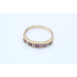 9ct gold diamond & ruby half eternity ring (1.5g) Size N