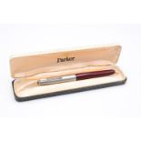 Vintage PARKER 51 Burgundy FOUNTAIN PEN w/ Brushed Steel Cap WRITING Boxed