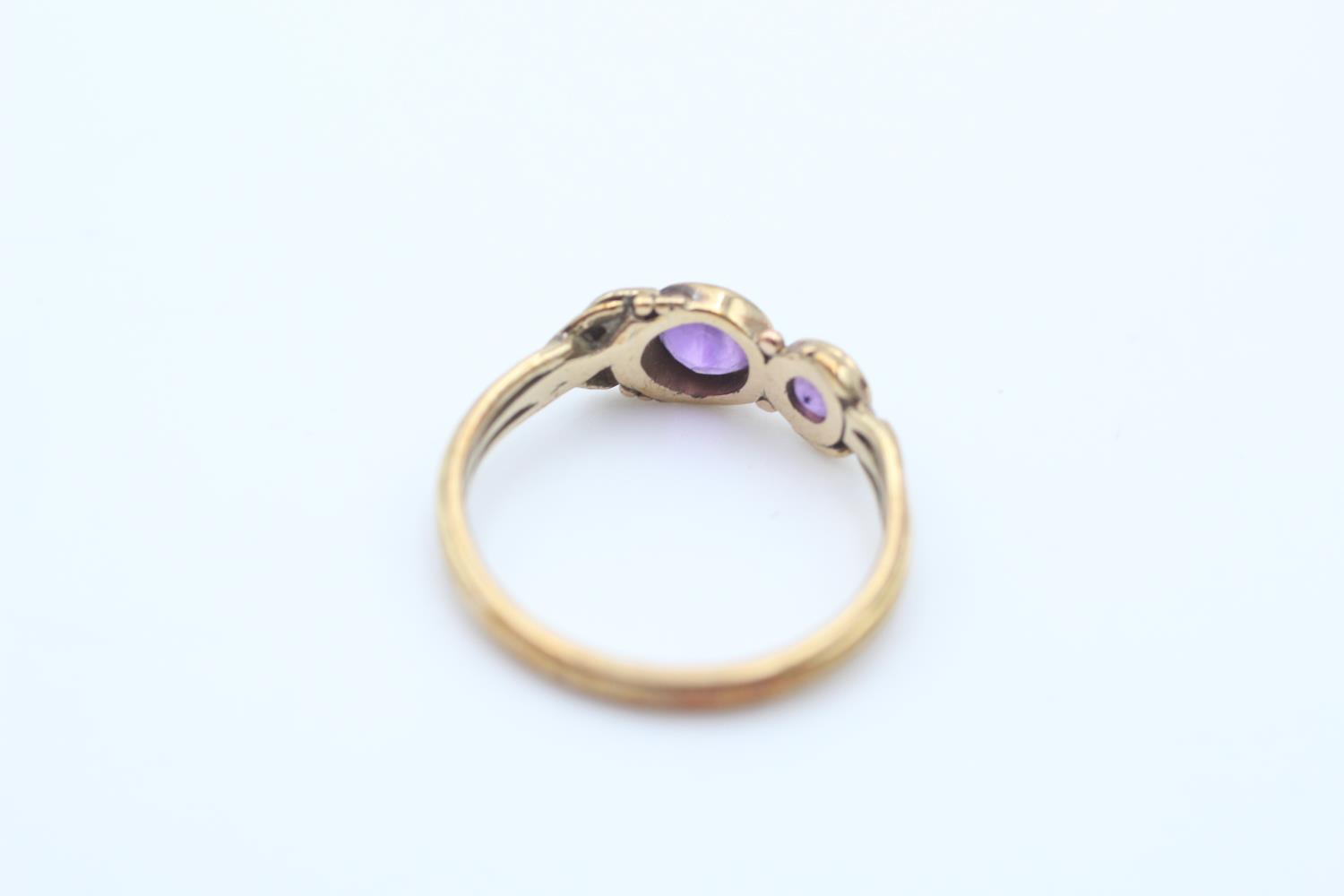 9ct gold amethyst & seed pearl dress ring (2g) Size M - Image 6 of 6