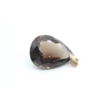 9ct gold vintage smoky quartz teardrop cocktail pendant (20.6g)