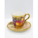 Royal Worcester signed Bowen coffee cup and saucer
