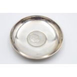 Vintage Hallmarked 1975 London STERLING SILVER Trinket Dish w Churchill Coin 77g