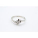 9ct white gold diamond four stone cluster ring (2.9g) Size O