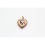 9ct gold antique floral enamel heart pendant - as seen (1.2g)