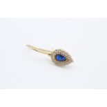 14ct gold sapphire & clear gemstone drop earrings (1.5g)