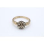 9ct gold diamond cluster ring (2.5g) Size N