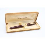 Vintage SHEAFFER Burgundy FOUNTAIN PEN w/ 14ct Gold Nib WRITING Boxed