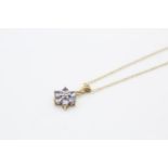 9ct gold tanzanite & diamond pendant necklace (1.7g)