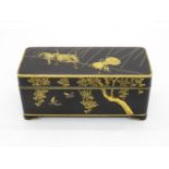 90mm by 40mm Japanese black metal with gold embossed design box