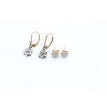 2 x 9ct gold diamond earrings inc. studs, cluster (2.7g)