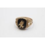 9ct gold vintage onyx eagle signet ring (3.4g)