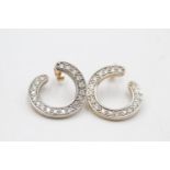 9ct gold clear gemstone open twist hoop earrings (3.2g)