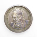 3" diameter Britain's Beloved Bulldog Winston Churchill medallion in silver