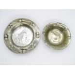 2x pewter Tudric bowls - item 3030 (has had repair) and 0546