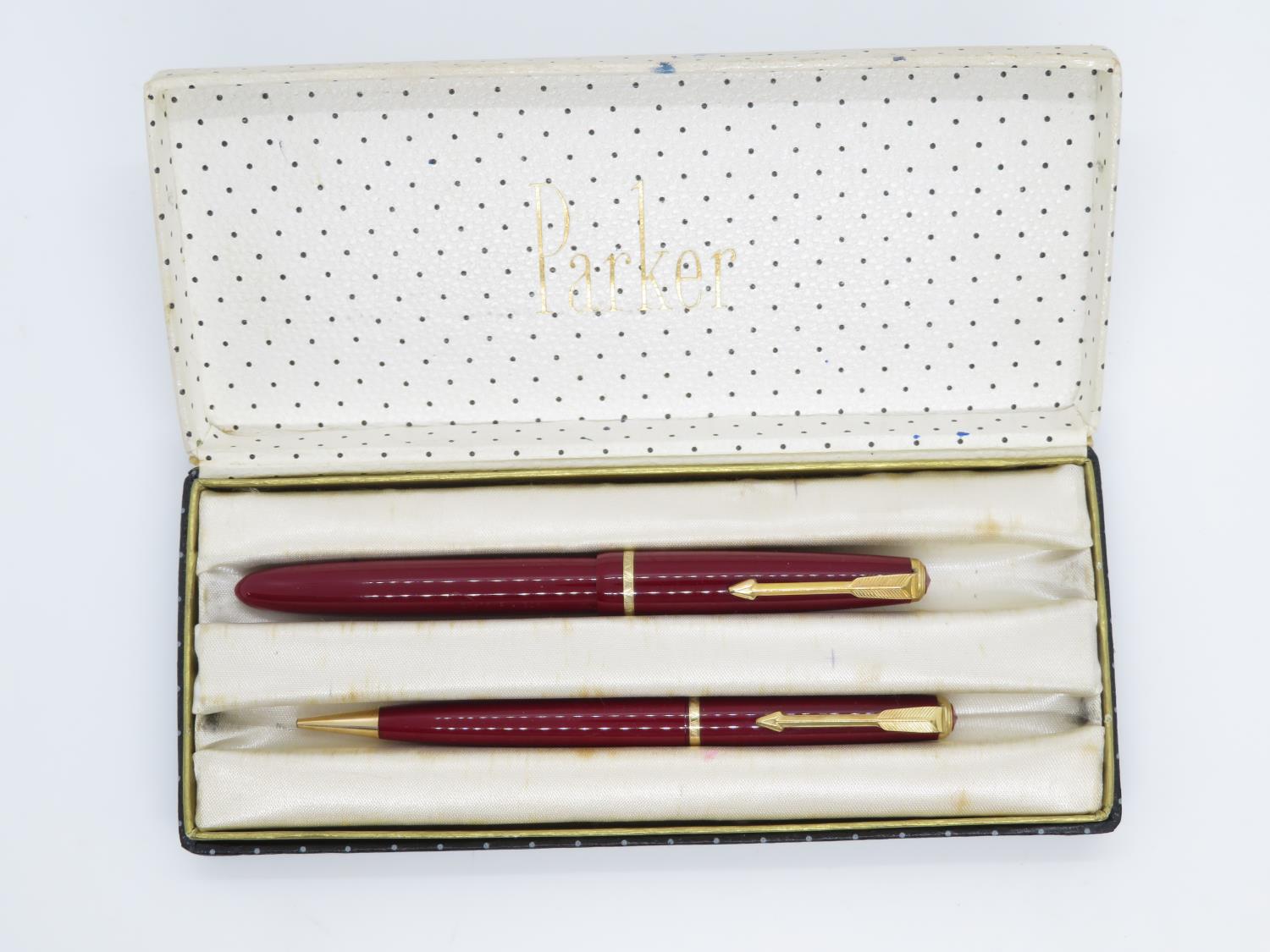 Parker Slimfold fountain and pencil 14ct nib slight bend on end of nib boxed