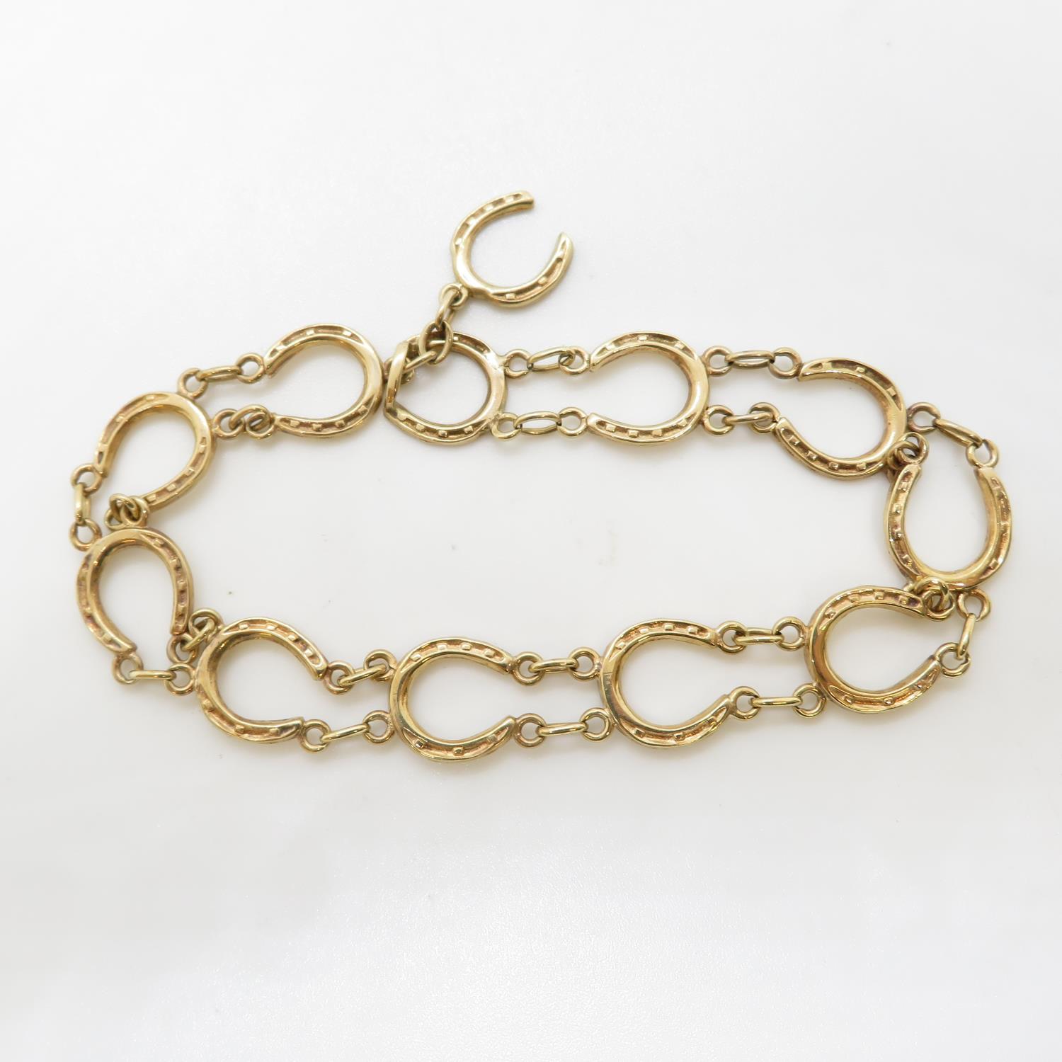 9ct gold HM bracelet of lucky horseshoes 9.5g - Bild 3 aus 4