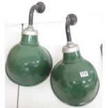 2x enamelled outdoor lights green enamel 12" diameter