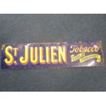 St. Julien tobacco enamelled sign 48" long x 13" wide