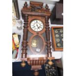 3' wall mounted Gustav Becker wall clock - runs but needs attention