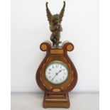 10" mantle clock with French movement and 7" bronze cherub on top - fully working
