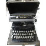 Boxed BAR-LET portable typewriter with metal case