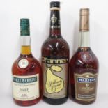 Three Barrels Brand PFANNER Brandy and Martell Brandy