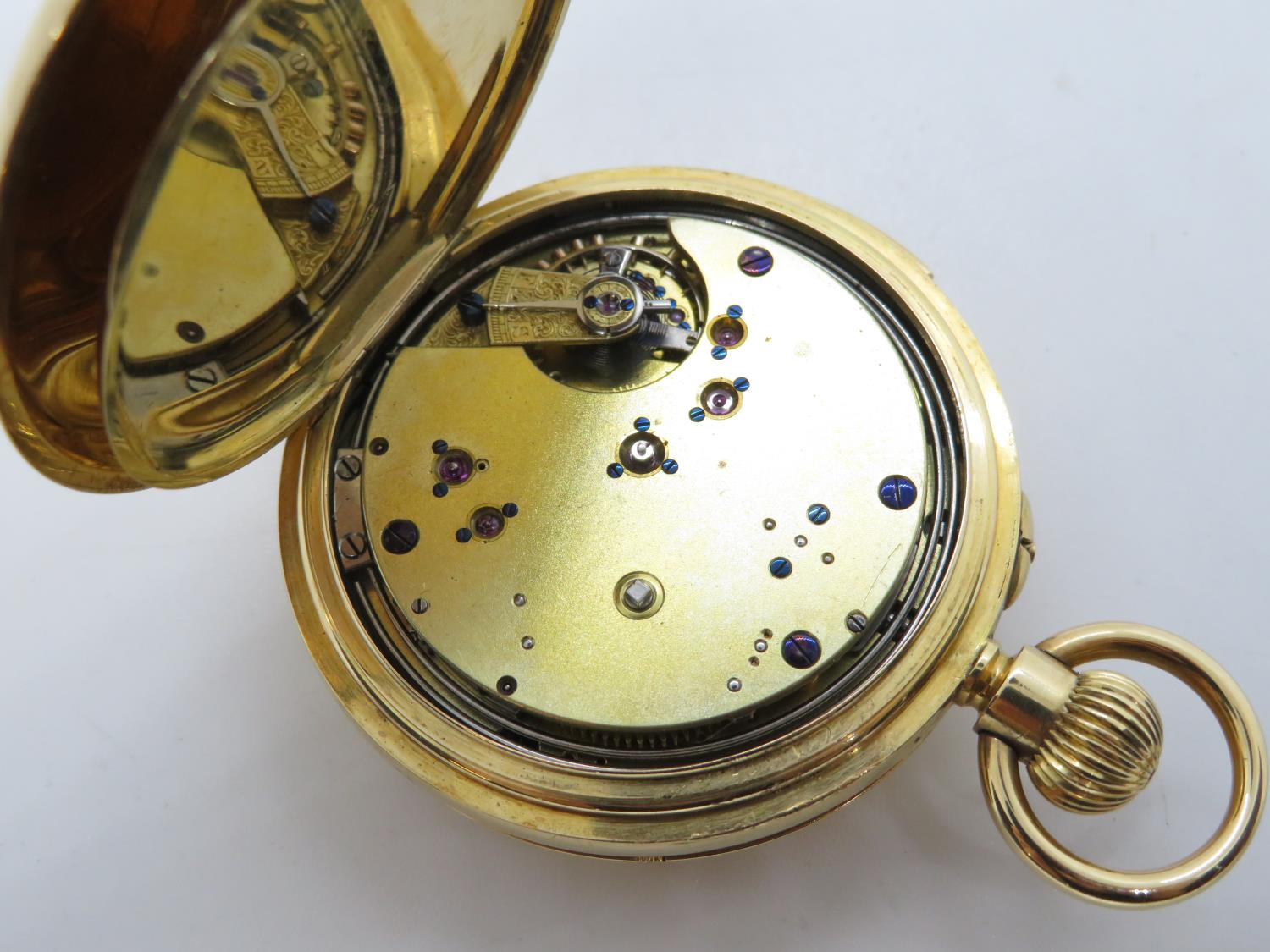 Very good quality 18ct half Hunter minute repeating pocket watch repeat function works accurately - Bild 6 aus 7