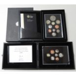 2008 and 2012 Royal Mint proof coins in boxes