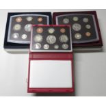 3x Royal Mint Proof Sets 2001 x2 (one in leather display pack) 2002 Proof coins