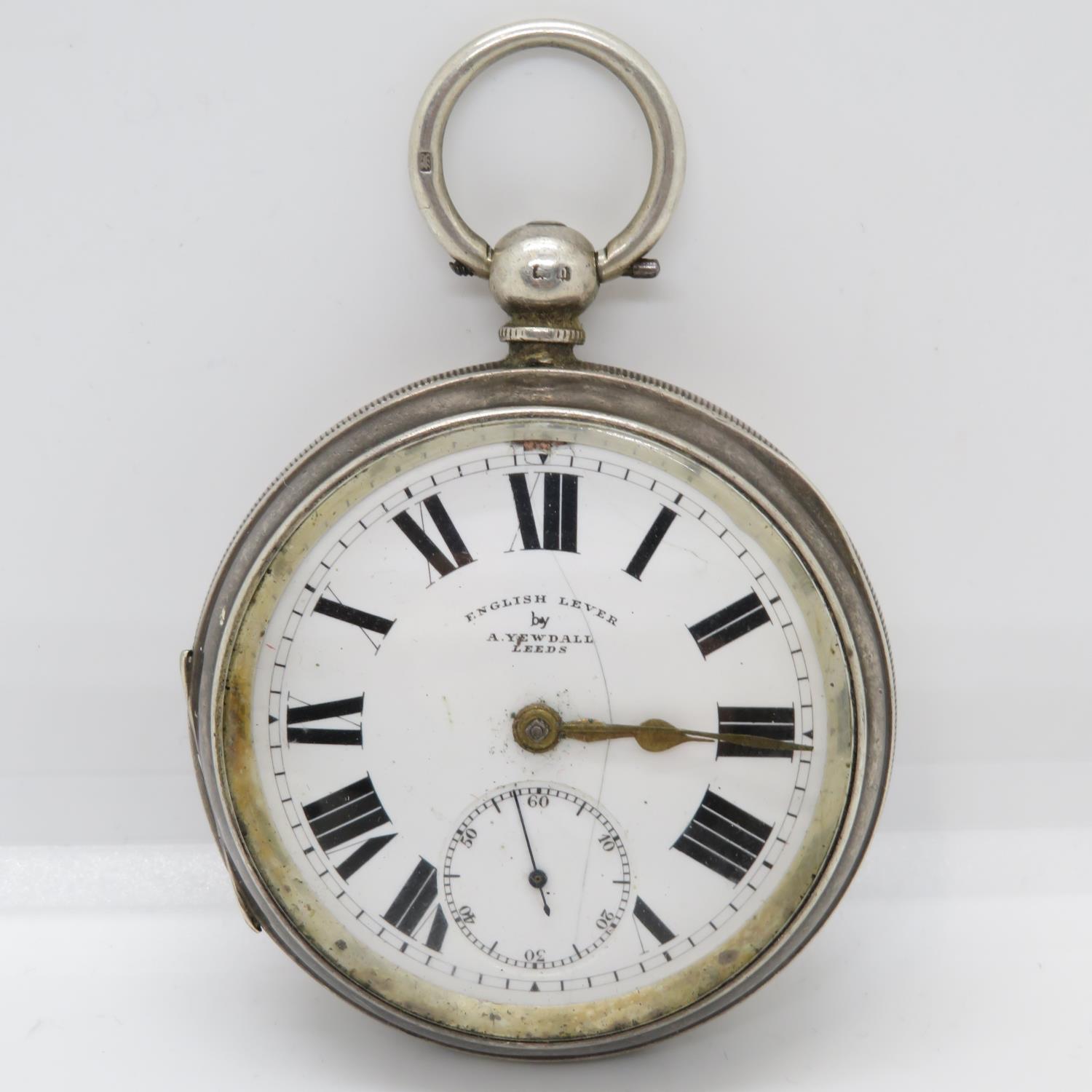 Large oversize silver pocket watch - runs