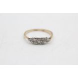 9ct gold & palladium vintage diamond solitaire ring (1.2g)