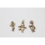 3 x 9ct winnie the pooh pendants inc. winnie, tiger, piglet (2.1g)