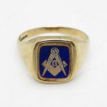 9ct gold masonic Reverso ring 4.6g size U