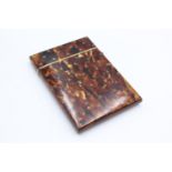 Antique 19th Century Tortoiseshell Calling Card Case w/ Polished Steel Flowers