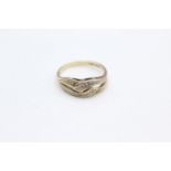 9ct gold vintage diamond ten stone crossover knot ring (2.1g)