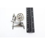 Antique / Vintage .925 Imported STERLING SILVER Miniature Spinning Wheel (32g)