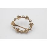 14ct gold antique seed pearl brooch (3g)