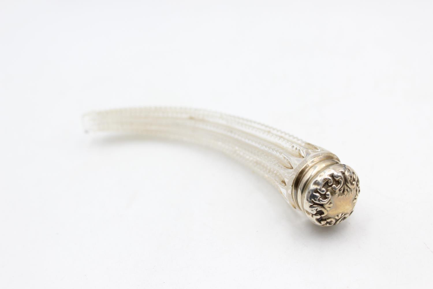 Antique Stamped .925 STERLING SILVER Topped Horn Shaped Scent Holder (29g)