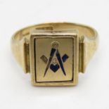 9ct gold Masonic Reverso ring 7.1g size T